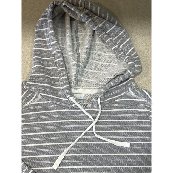 Columbia Hoodie Womens XL Gray Striped Pullover Sweatshirt Cotton Blend -PFG - Picture 6 of 8